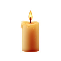 Illustration of a burning candle isolated on transparent background