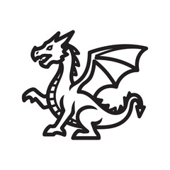 Stylized Dragon Outline Illustration on White Background