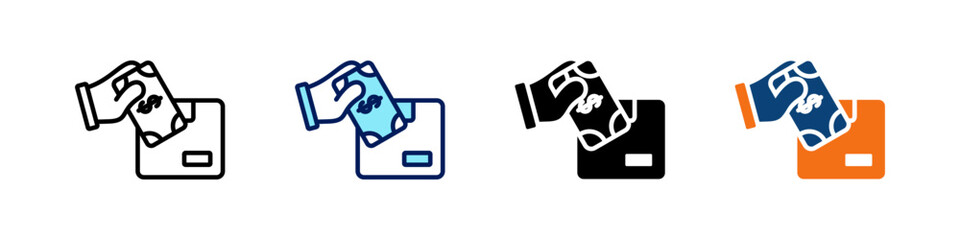 Cash Payment All In One Icon Multi Styles Vector Set