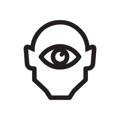 Minimalist Humanoid Head Icon with Central Eye Outline Design