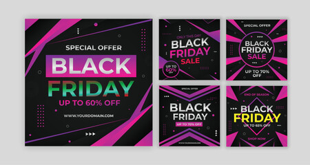 Collection Set Modern Template Black Friday Sale Post