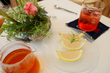 korea tea cafe dessert lemon jelly plate