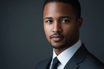 A serious, handsome Black man in a suit looks directly at the camera.