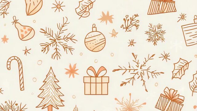 selective focus vector background with new year attributes in doodle style