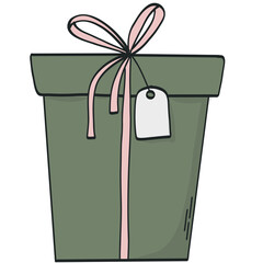 Hand drawn Christmas doodle giftbox, PNG cartoon element, clipart, sticker design for prints, cards, posters, banners, social media, etc.