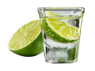 Zesty Lime: A refreshing tequila shot, featuring a vibrant lime wedge, ready to awaken the senses.