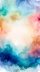 Naklejka premium Abstract Watercolor Background: Serene Teal, Pink, and Gold Hues, Soft Dreamy Mood, Perfect for Branding, Websites, and Design Projects, High-Resolution Image.