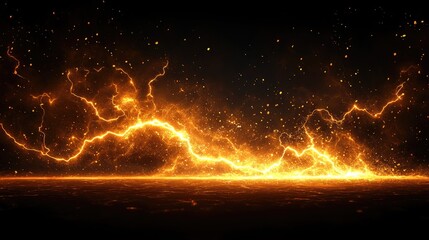 Fiery, energetic, powerful, lightning strikes.