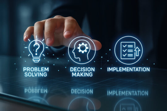 Problem solving decision making and implementation drive effective solution development processes