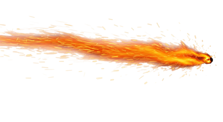 A fiery, dynamic stream of sparks erupts against a black backdrop, showcasing a vibrant display of orange and white fragments.