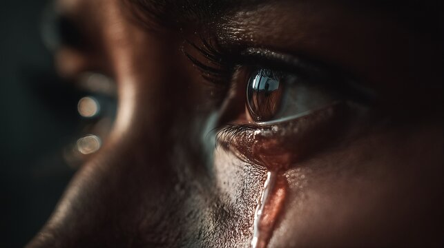 a close-up captures the intense, reflective gaze of an orangutan's eye amidst the shadows of its face.