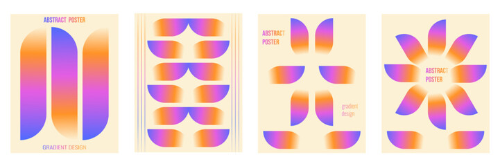 Colored Abstract Geometric poster cover set. Vector illustration of trendy Gradient Abstract placard card banner template design. Rainbow color background. EPS 10