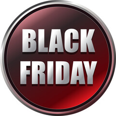 Black Friday sale badge shiny red and silver discount icon for promotions