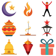 Stylized crescent moon with a shining star