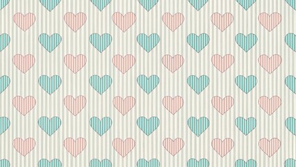 Charming Pastel Hearts on Striped Background A Seamless Pattern for Textile Design and Romantic Decor