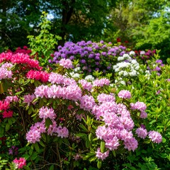Fototapeta premium Colorful rhododendron blooms in a garden