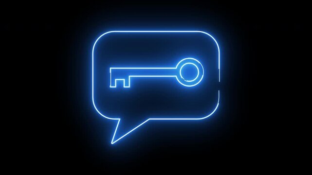 pop up chat icon and lock icon with neon effect