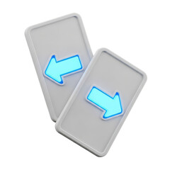 Two phones with glowing arrows showing data transfer or connection isolated on transparent background