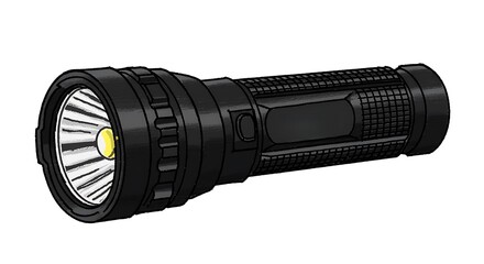 Powerful black led flashlight with textured grip and reflector