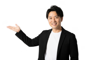 Man in suit gesturing isolated on transparent background