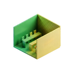 Obraz premium Abstract 3d isometric room with green and yellow gradient isolated on transparent background