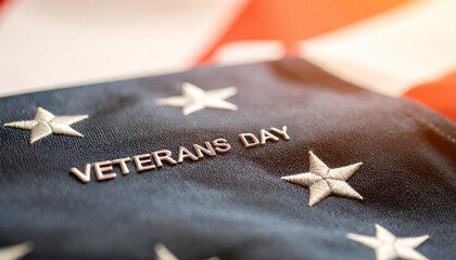 Veterans day text on american flag stars