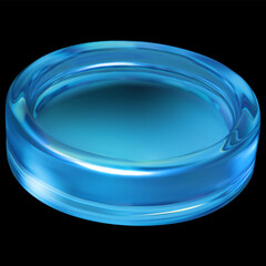 3D vector holographic glass coin blue effect, realistic transparent iridescent crystal circle, game token, casino chip