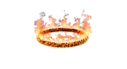 A vibrant, fiery ring of flames, blazing against a stark black background, creates a dramatic and dynamic visual.