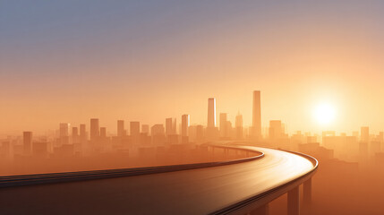 Obraz premium city skyline and tech lines