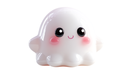  Plastic Kawaii Ghost Halloween Toy Isolated on Transparent Background