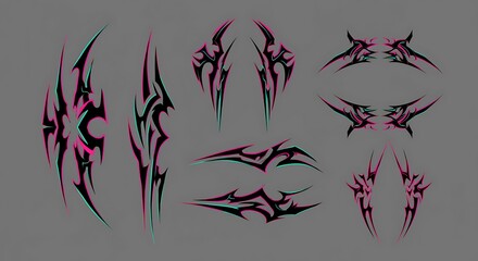 Abstract tribal flame and wing style graphic decals