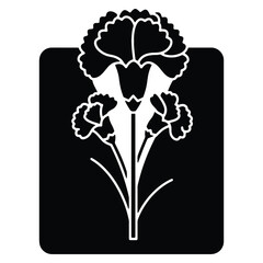Elegant Carnation Flower Vector Illustration on Black Backdrop A Symbol of Love and Remembrance Ideal for Graphic Design