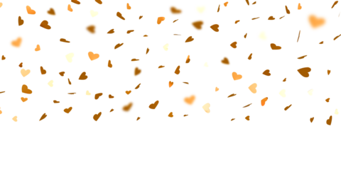 Christmas's day with falling golden hearts isolated on white
