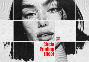 B&W Circle Printing Effect Mockup