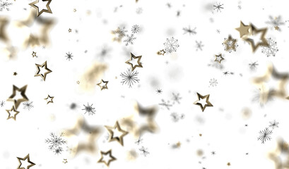 Festive winter background with gold stars and snowflakes. Perfect for holiday designs.