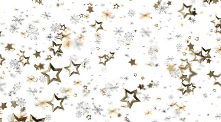 Festive winter background with gold stars and snowflakes. Perfect for Christmas, New Year, and holiday designs.