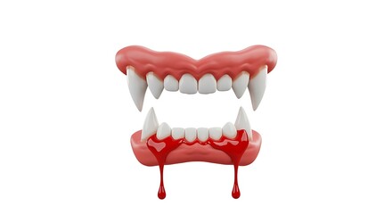 Bloody vampire fangs with realistic gums and teeth