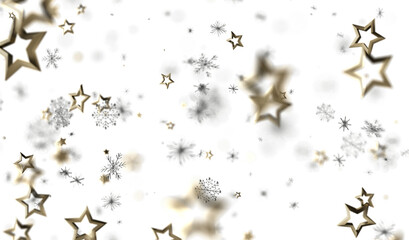 Festive winter background with gold stars and snowflakes. Perfect for holiday cards, websites, and more.