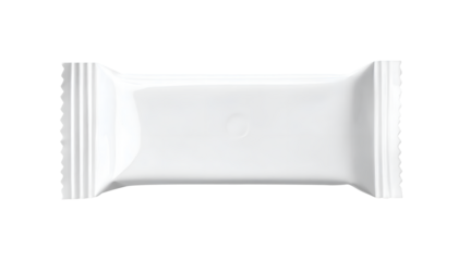 candy wrapper mockup with serrations. plastic packaging box. white bag for chips isolated. on transparent background