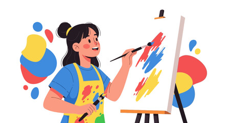 Artist Employing Brush Strokes Creating Vibrant Visuals And Envisioning Artistic Expression