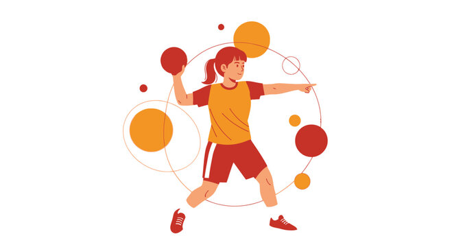 Active Female Athlete In Action Throwing A Ball With Focused Energy Sport Motion