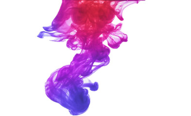 Vibrant pink and purple ink cloud dissolving in black water abstract