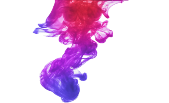 Vibrant pink and purple ink cloud dissolving in black water abstract