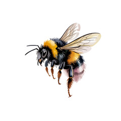 Detailed illustration of a bumblebee in flight, perfect for nature, science, or eco-friendly designs