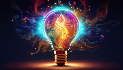 stylized electric light bulb with energy motion