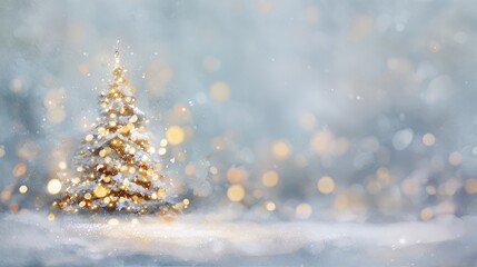 Obraz premium Abstract Watercolor Blurred Christmas Tree Lights Background