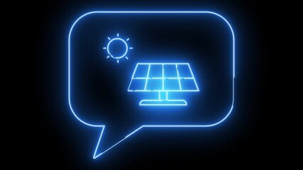 pop up chat icon and solar panel icon with neon effect - Powered by Adobe