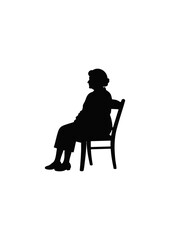 Vector silhouette of elderly grandmother sitting on a chair