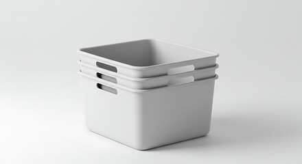 Stackable Minimalist Storage Bins: Efficient Organization for Home and Office with Clean Lines and Modern Aesthetics on Plain White Backdrop