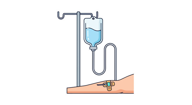 Intravenous Drip Administering Fluid into Patients Arm.